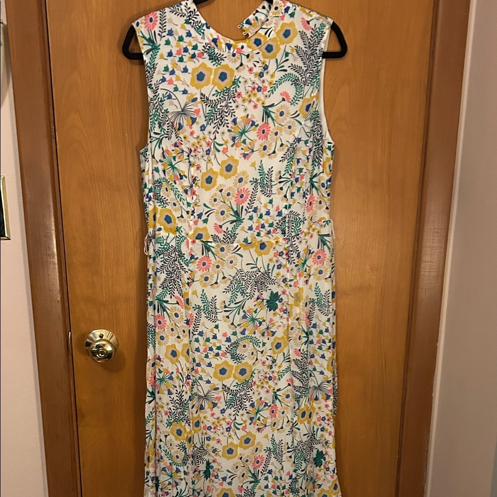 Boden Floral Sleeveless Maxi Dress in Yellow, Green & Pink